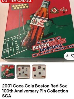 Coca Cola Boston Red Sox Centennial Pin Set -  2001 complete pin set